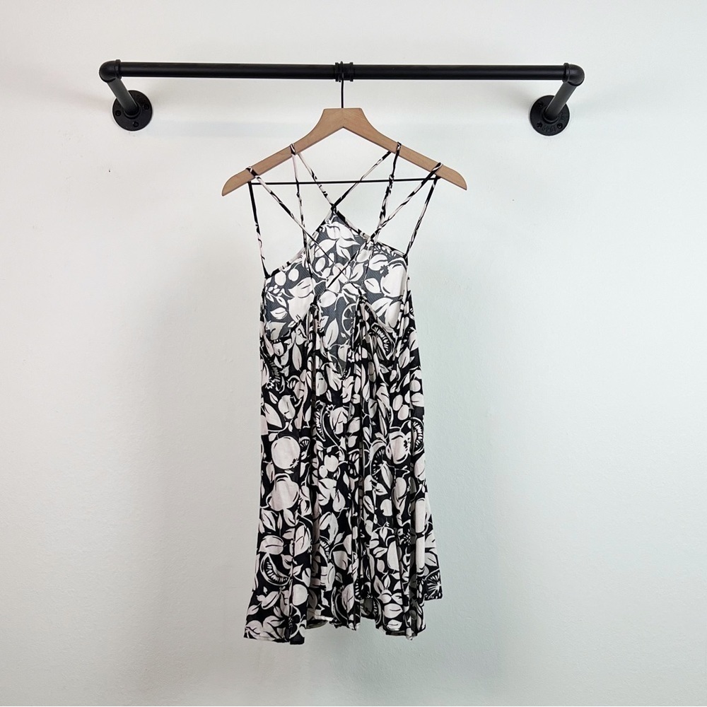 NWT Anthropologie Strappy Back Floral Mini Dress Black/White - Picture 7 of 8